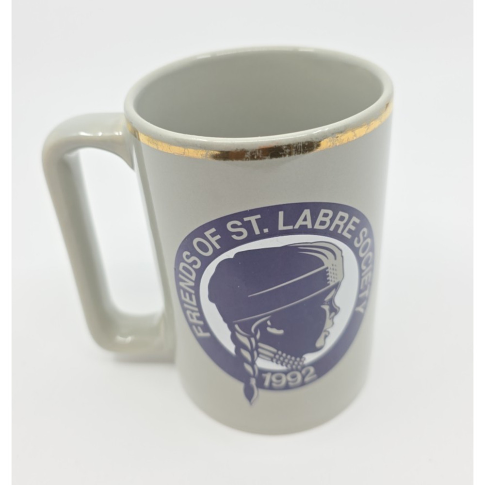 Vintage St. Labre Indian School Coffee Mug Friends Society Gold Rim Cup 1992